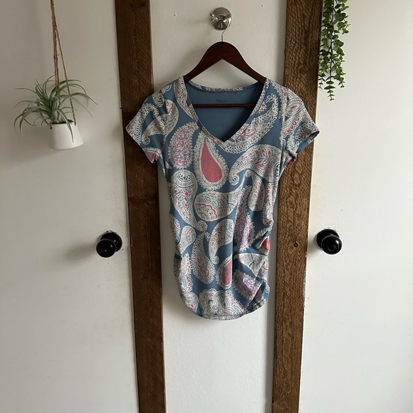 Y2K Motherhood Maternity Women’s Paisley Print V-Neck Top Size Maternity Small - Picture 8 of 13